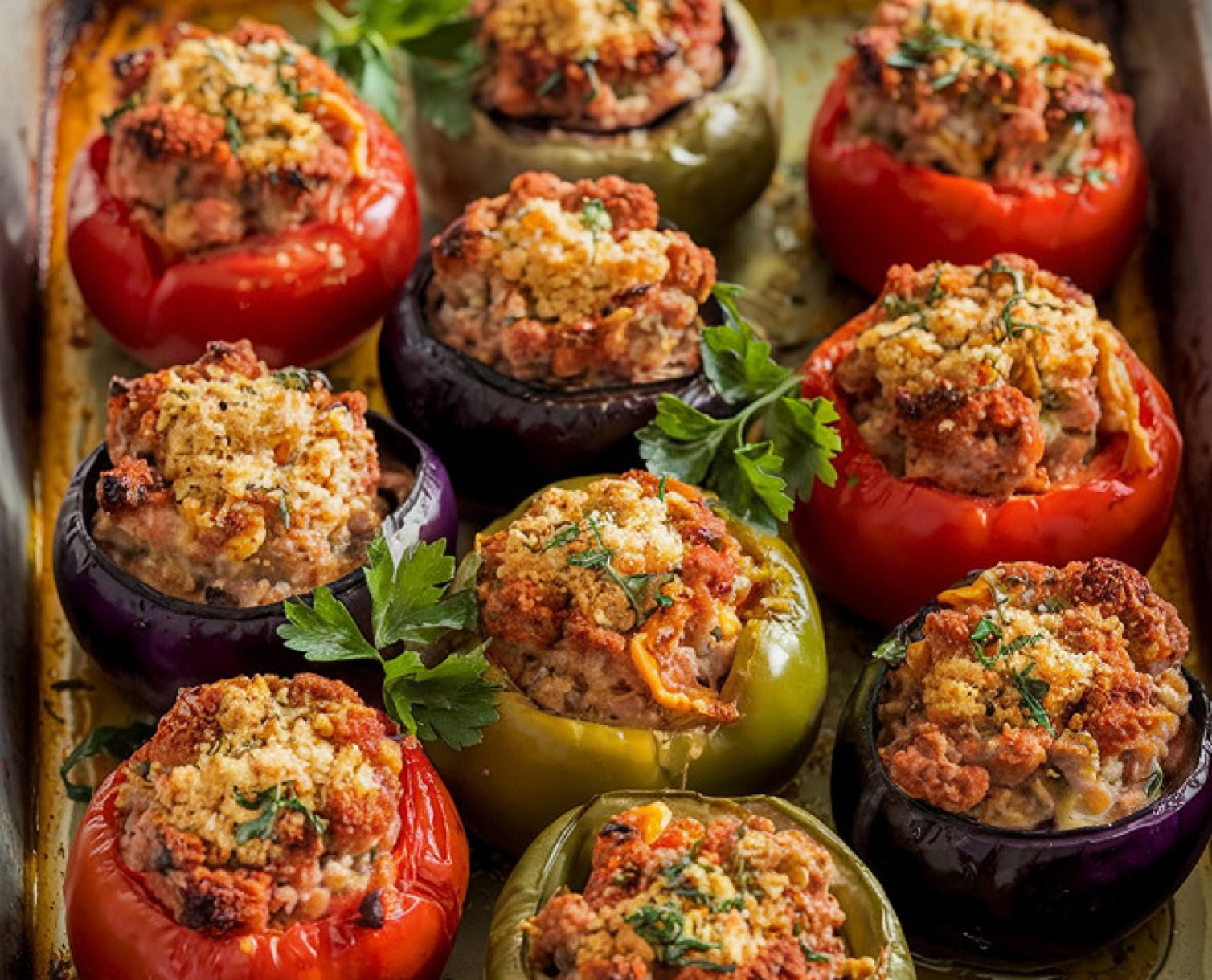 Another tasty classic of Niçoise cuisine, both rustic, fragrant, and full of sunshine. Stuffed vegetables (or lou farcit in Niçard) are summer vegetables—often zucchini, tomatoes, onions, peppers, eggplants—that are hollowed out and stuffed with a mixture of minced meat, bread crumbs, garlic, onion, aromatic herbs, then baked in the oven. They are served hot, warm, or even cold, as a main dish or as an appetizer.