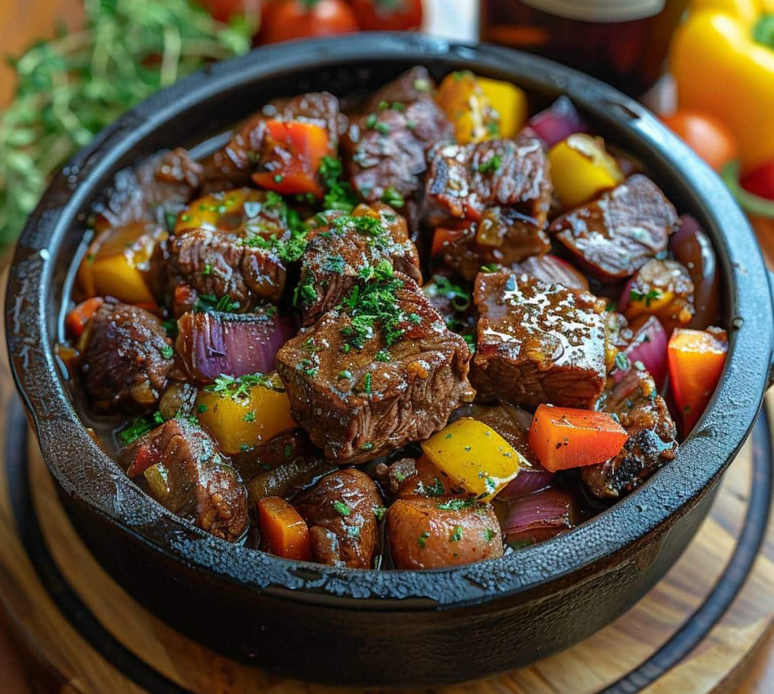 This is the iconic slow-cooked dish of Nice, deeply rooted in Provençal cuisine, both generous, comforting, and full of character. Daube Niçoise is a beef stew simmered in red wine, flavored with garlic, thyme, bay leaf, onions, carrots, and often black olives. It is cooked slowly for several hours until the meat is tender.  It is a traditional popular dish, often prepared the day before to be reheated (and even better the next day!